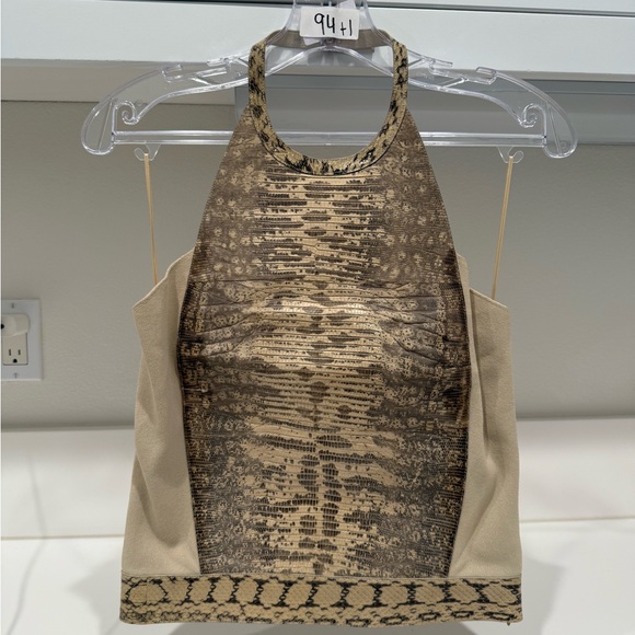 Salvatore Ferragamo Tops - Salvatore Ferragamo Beige Snake Print Tank Top